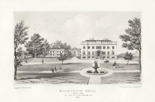 Middleton Hall.  Front View.  The Seat of Edwd. Abadam. Esq. 1853.  (antique prints)
