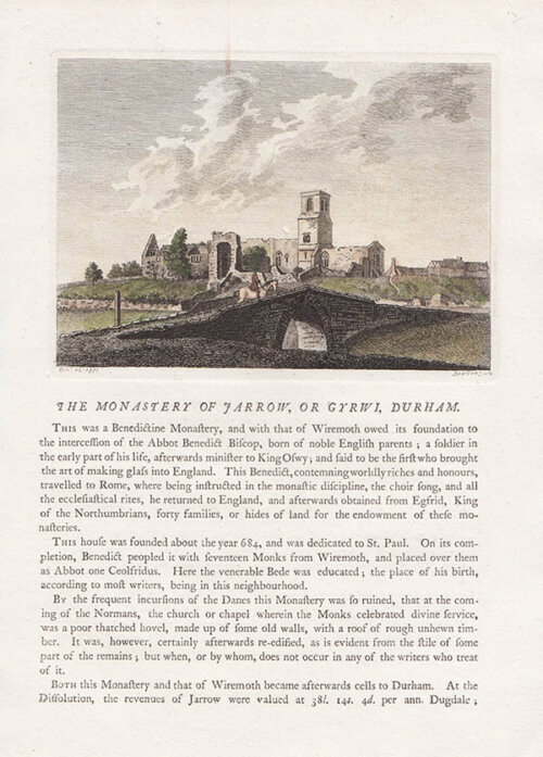The Monastery of Jarrow or Gyrwi Durham 