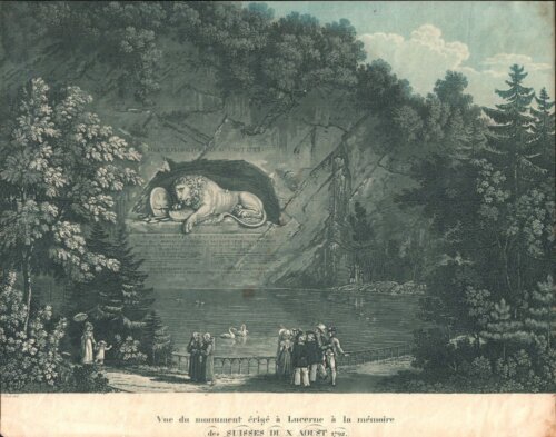 Vue du monument erige a Lucerne a la memoire des suisses du X Aoust 1792