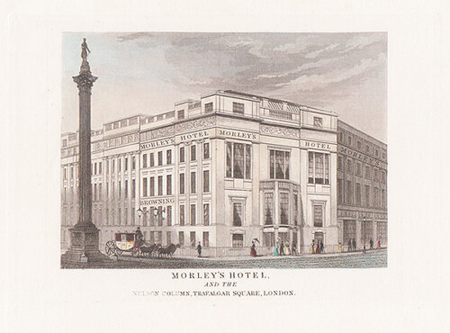 Morley's Hotel and the Nelson Column Trafalgar Square London