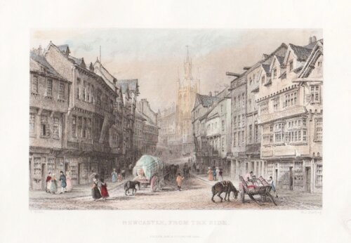 Newcastle from the side.  (antique print)