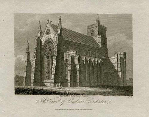 N E View of Carlisle Cathedral (antique print)