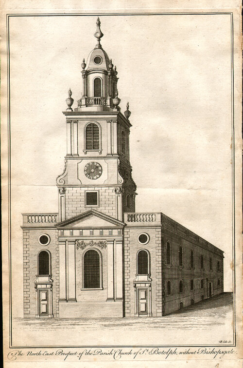 The North East Prospect of the Parish Church of St Botolph without Bishopsgate
