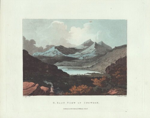 N. East View of Snowdon.  (antique print)