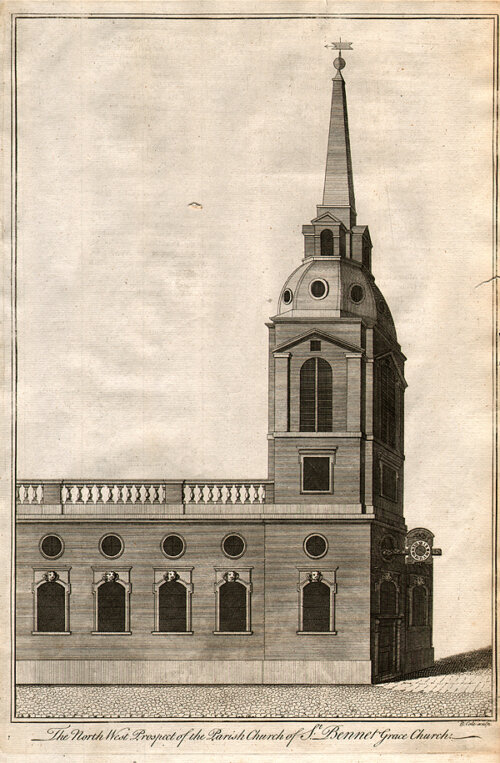 The North West Prospect of the Parish Church of St Bennet Grace Church