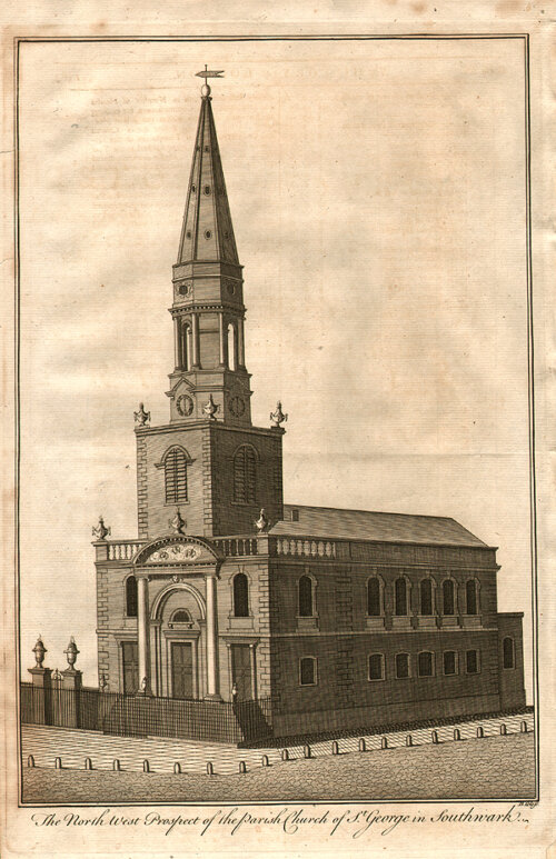 The North West Prospect of the Parish Church of St George in Southwark