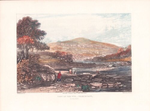 View on the Wye - Near Builth  (antique prints)