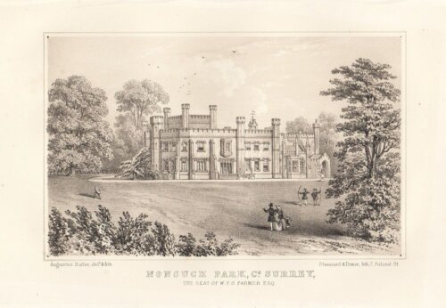 Nonsuch Park, Co. Surrey, The Seat of W.F.G. Farmer.  Esq.  (antique print)