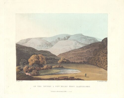 On the Severn a few miles from Llanidloes.  (antique print)