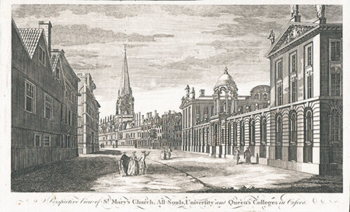 Perspective View of St Mary's Church All Souls University and Queen's Colleges in Oxford