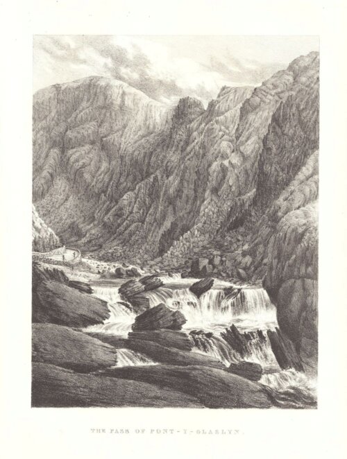 The Pass of Pont -y-Glaslyn.  (antique print)