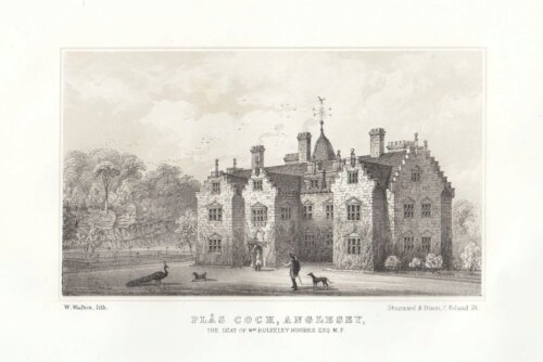 Plas Coch, Anglesey, The Seat of Wm. Bulkeley Hughes  Esq.  M.P.  (antique print)