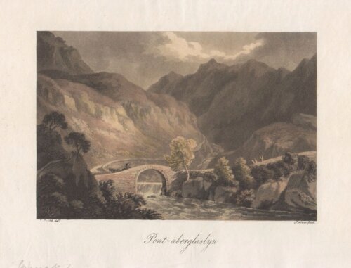 Pont Aberglaslyn.  (antique map)
