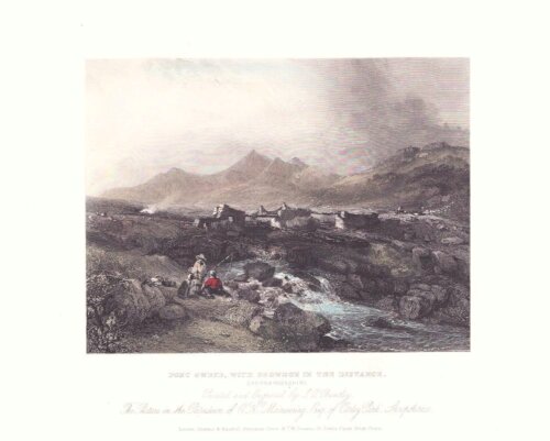Pont Gwryd with Snowdon in the distance (antique print)