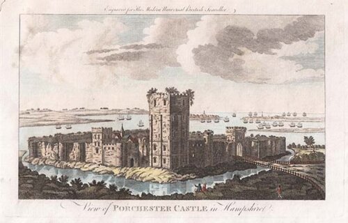 View of Porchester Castle in Hampshire    