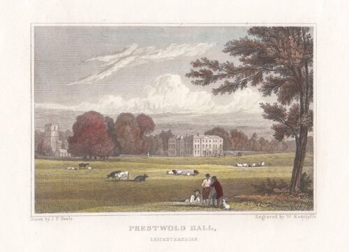Prestwold Hall.  )antique print)