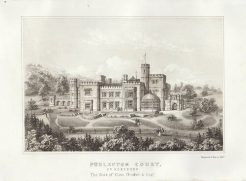 Pudleston Court, Co. Hereford.  The Seat of Elias Chadwick.  Esq.  (antique print)