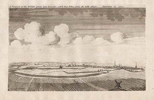 A Prospect of the British Cursus near Leicester call'd Raw Dikes from the hills above September 10 1722