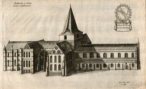 Rossensis ecclesiae facies aquilonaris  Northern Exterior of Rochester Cathedral
