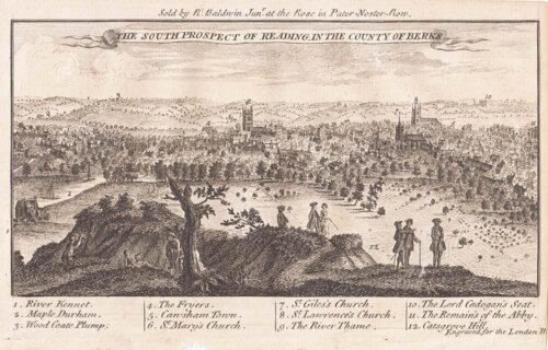 The South Prospect of Reading in the County of Berks.