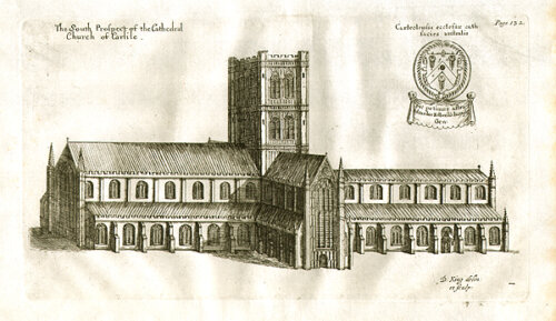 The South Prospect of the Cathedral Church of Carlisle (antique print)