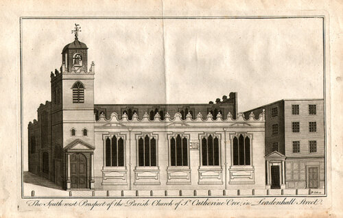 The South West Prospect of the Parish Church of St Catherine Cree in Leadenall Street