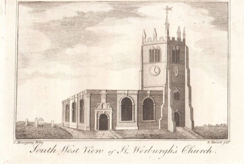 South West View of St. Werburgh's Church.