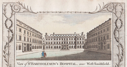 View of St Bartholomew's Hospital near West Smithfield
