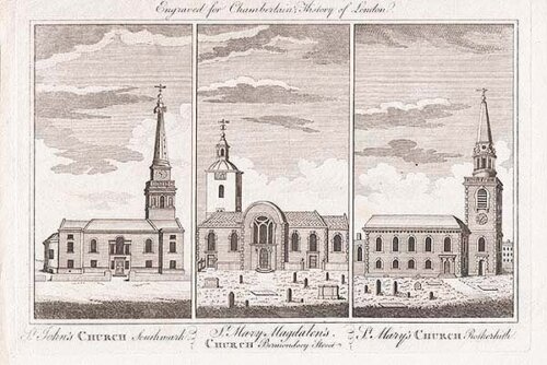 Churches of St John's Southwark St Mary Magdalen's Bermondsey and St Mary's Rotherhith 
