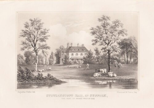 Stowlangtoft Hall, Co. Suffolk, The Seat of Henry Wislon Esq.  (antique print)