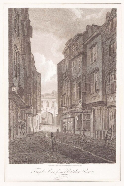 Temple Bar from Butchers Row, London.