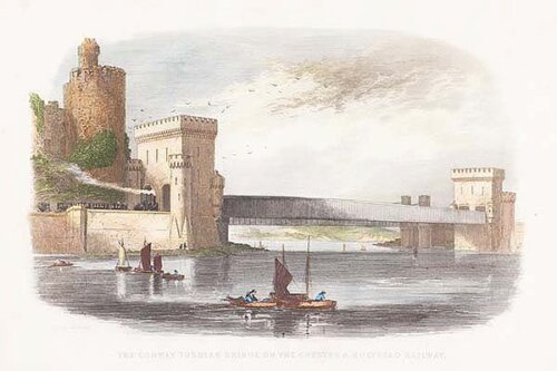 Conway Tubular Bridge on the Chester & Holyhead Railway  