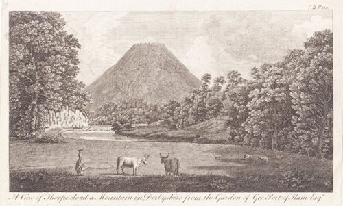 A View of Thorpe-Cloud a mountain in Derbyshire from the Garden of Geo Port of Ilam Esq 