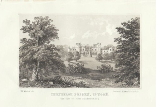 Thrybergh Priory, Bo. York.  The Seat of John Fullerton.  Esq.  (antique print)