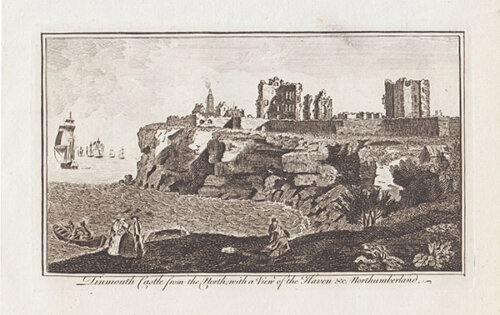 Tinmouth Castle from the North with a view of the Haven &c Northumberland