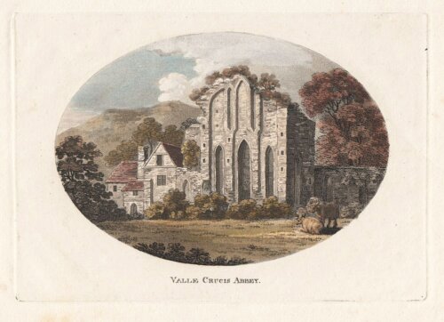 Valle Crucis Abbey.  (antique print)