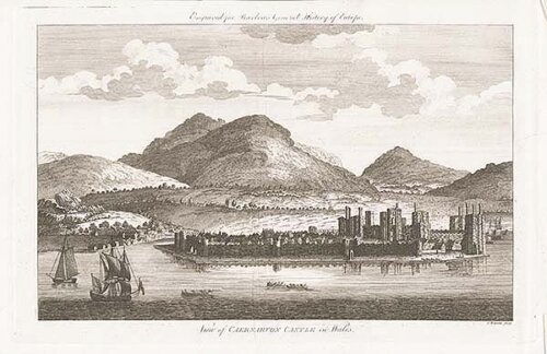 View of Caernarvon Castle in Wales