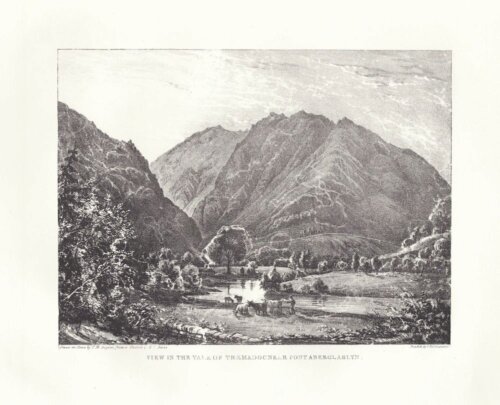 View in the Vale of Tremadoc near Pont Aberglaslyn.  (antique print) 