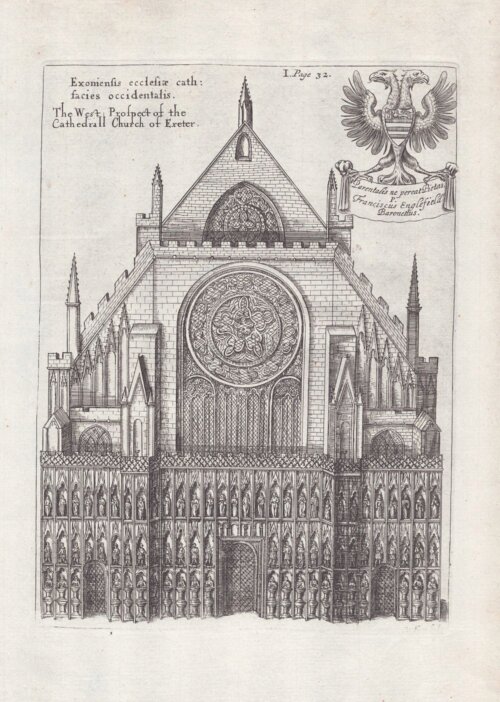 The West Prospect of the Cathedral Church of Exeter (antique print)