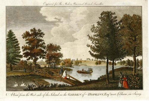 A view from the West side of the Island in the Garden of - Hopkins Esq near Cobham in Surrey