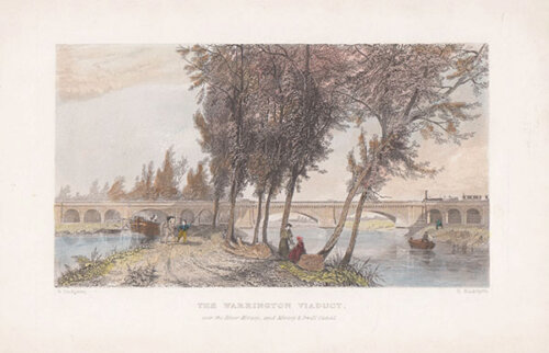 The Warrington Viaduct over the River Mersey and Mersey & Irwell Canal 