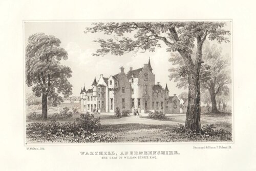 Warthill,  Aberdeenshire, The Seat of William Leslie.  Esq.  (antique print)