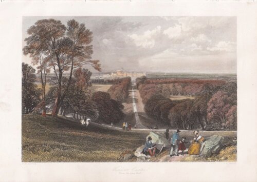 Windsor Castle from the Long Walk.  (antique print)