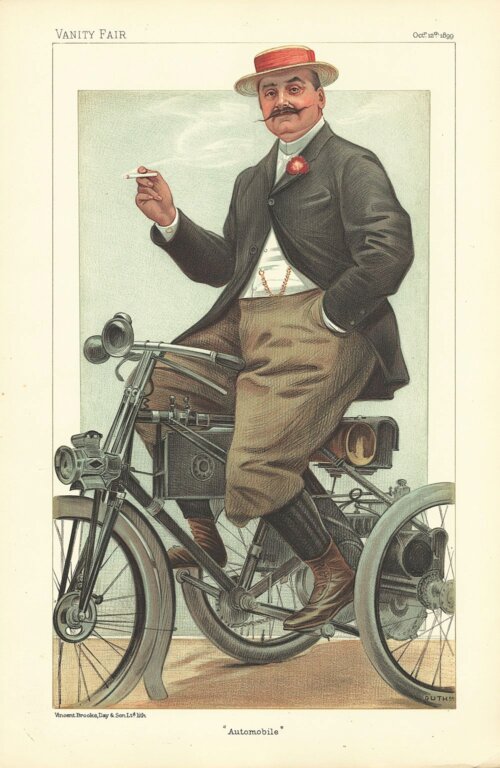Jules-Albert de Dion Pioneer of the automobile industry in France     (antique print)