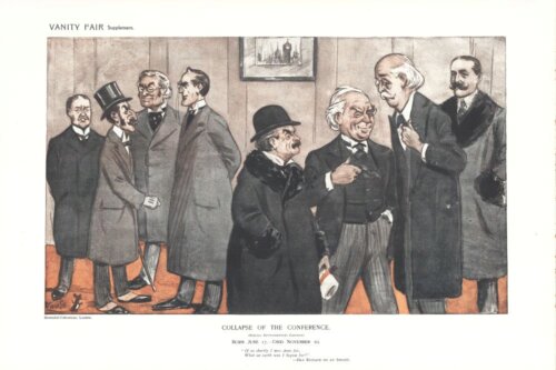 Asquith, Lloyd George, Balfour, Chamberlain, Bonar Law.   (antique print)