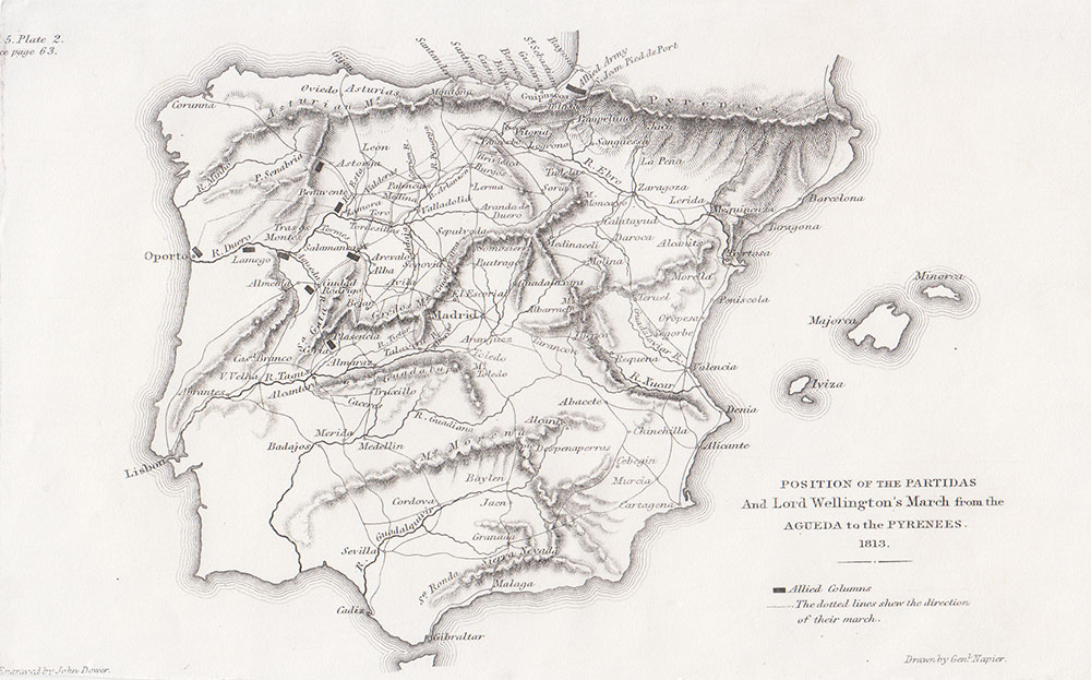 Position of the Partidas and Lord Wellington's March from the Agueda to nthe Pyrenees  1813