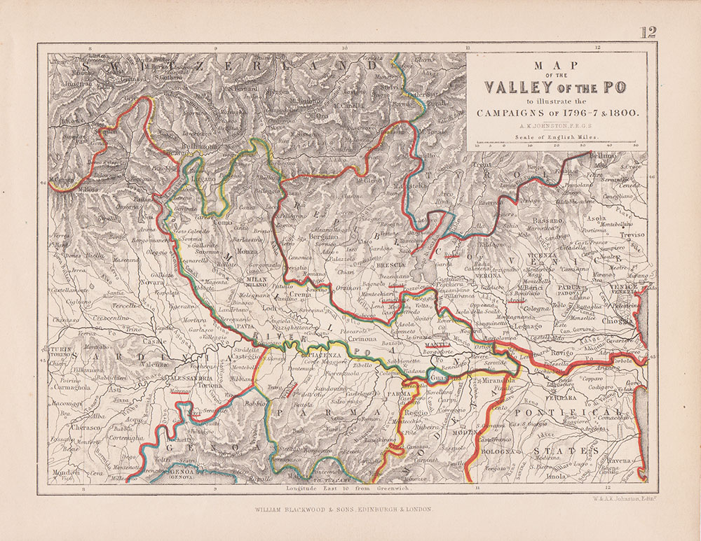 Map of the Valey of the Po to illustrate the Campaigns of 1796 - 7 & 1800