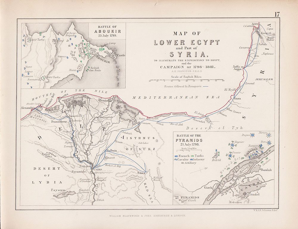 Map of Lower Egypt and Part of Syria to illustrate the expedition to Egypt and the Campaign of 1798 - 1801