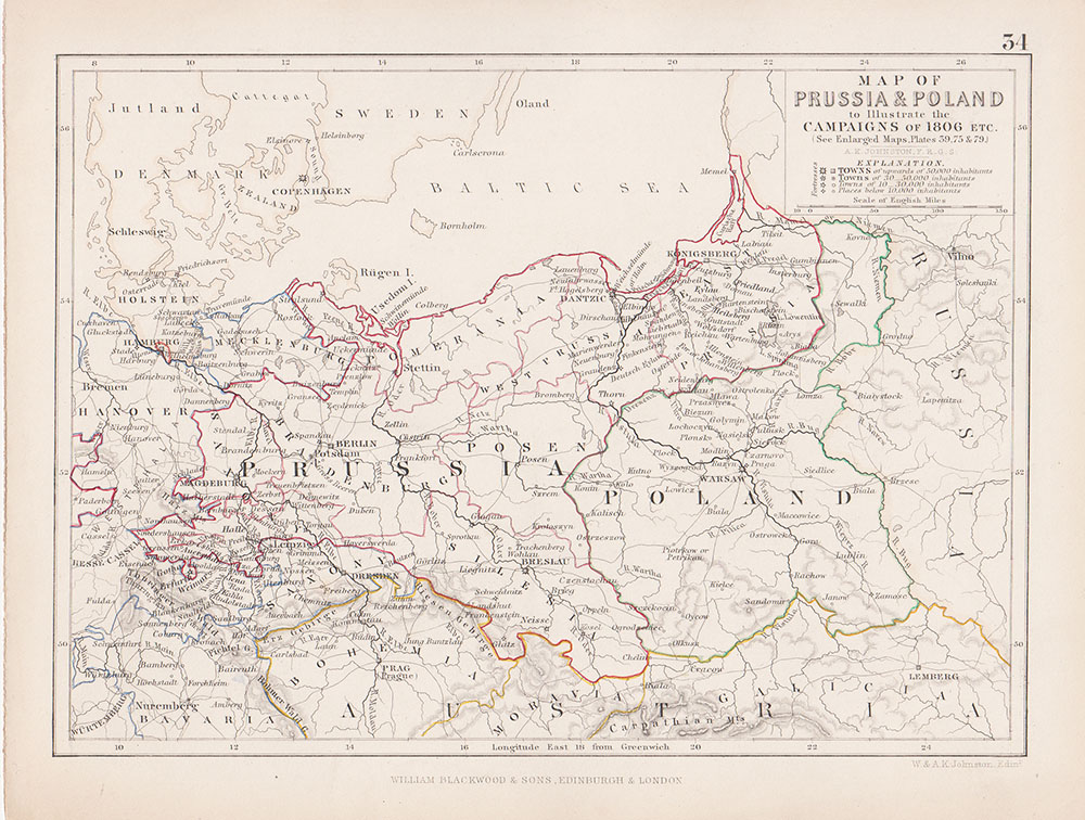 Map of Prussia & Poland to illustrate the Campaigns of 1806 etc 