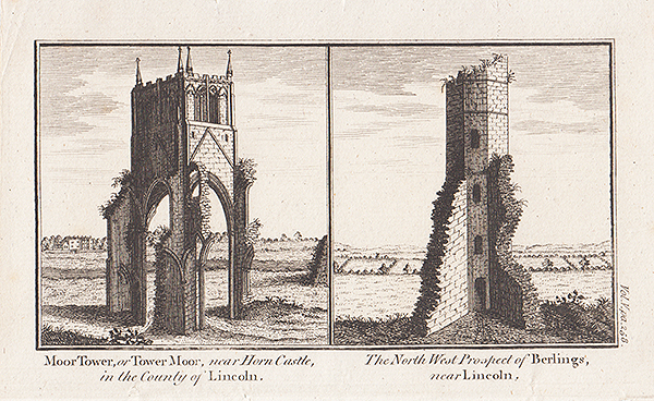 Moor Tower or Tower Moor near Horn Castle and North West prospect of Berlings near Lincoln 